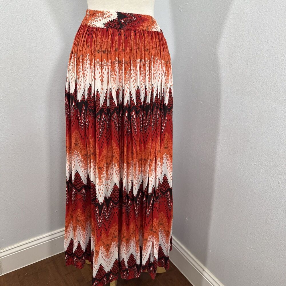 Metro‎ 22 Maxi Skirt Women XL Multi Pleated Abstract Psychedel Cottagecore 90s